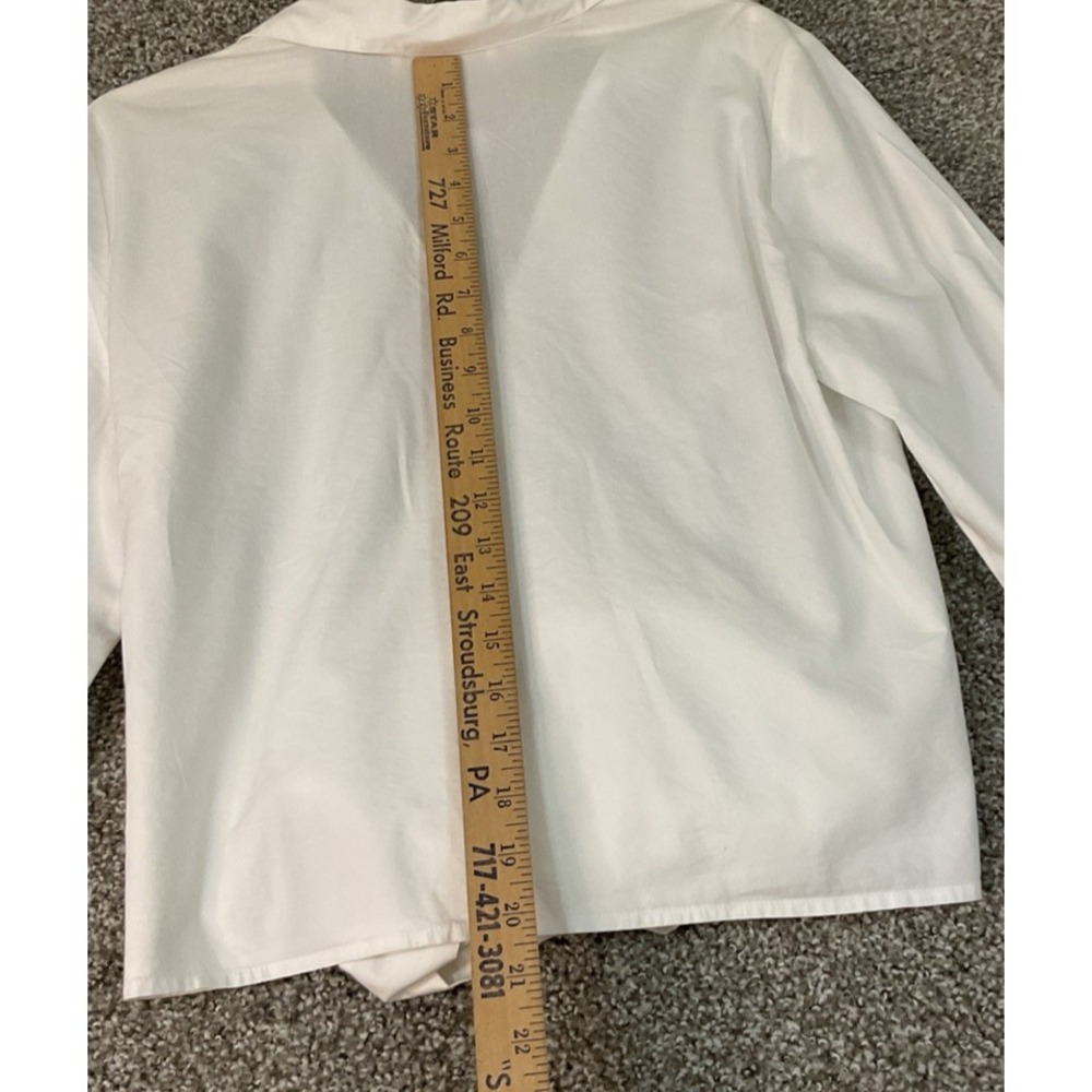 LOFT 100% Tie Front‎ Shirt Sz L White Long Sleeve Flowy Coastal Shirt - Picture 8 of 9